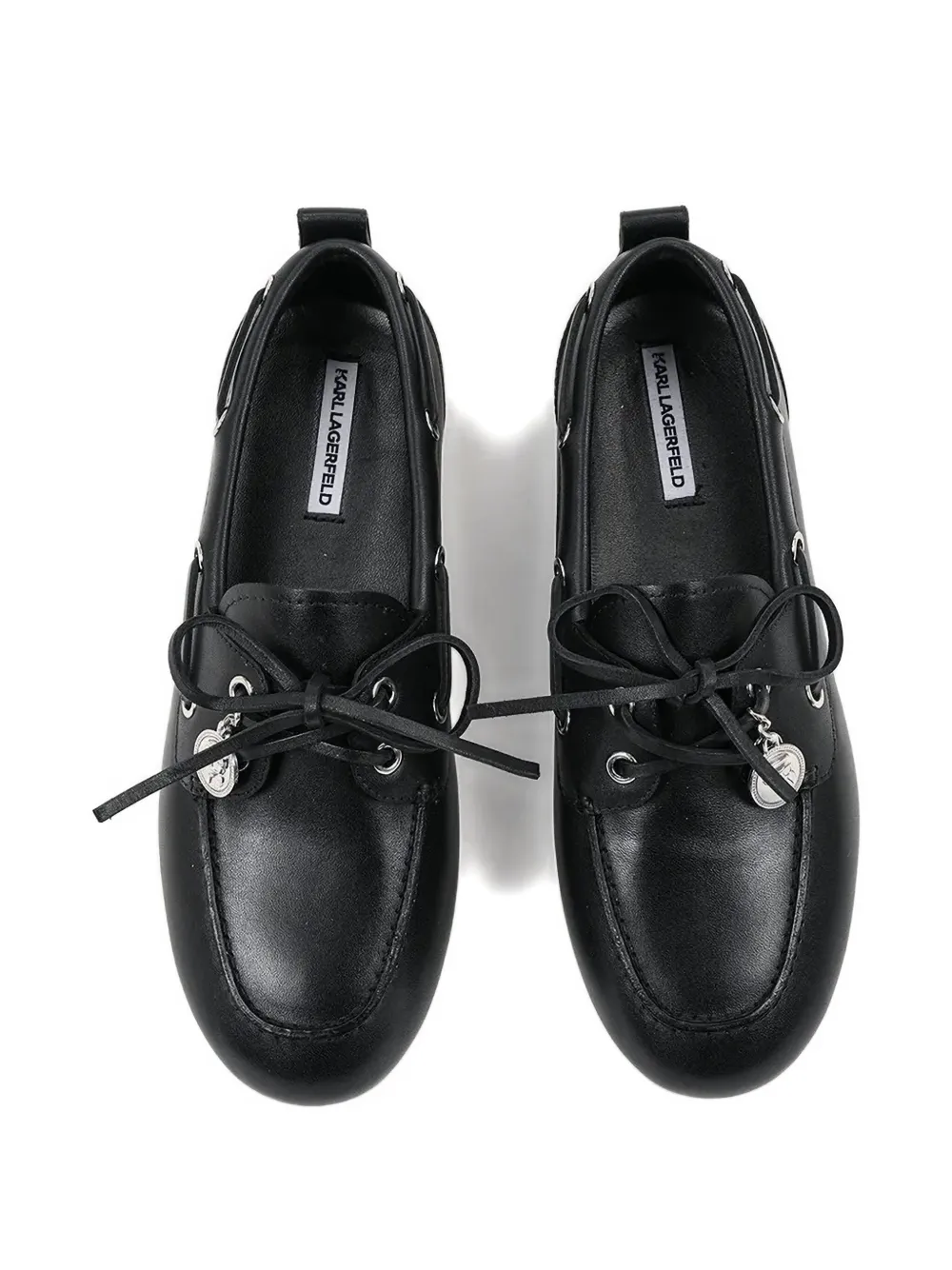 Karl Lagerfeld lace-up leather boat shoes Black