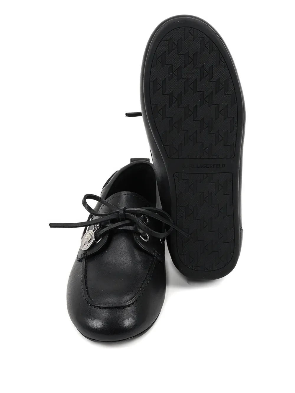 Karl Lagerfeld lace-up leather boat shoes Black
