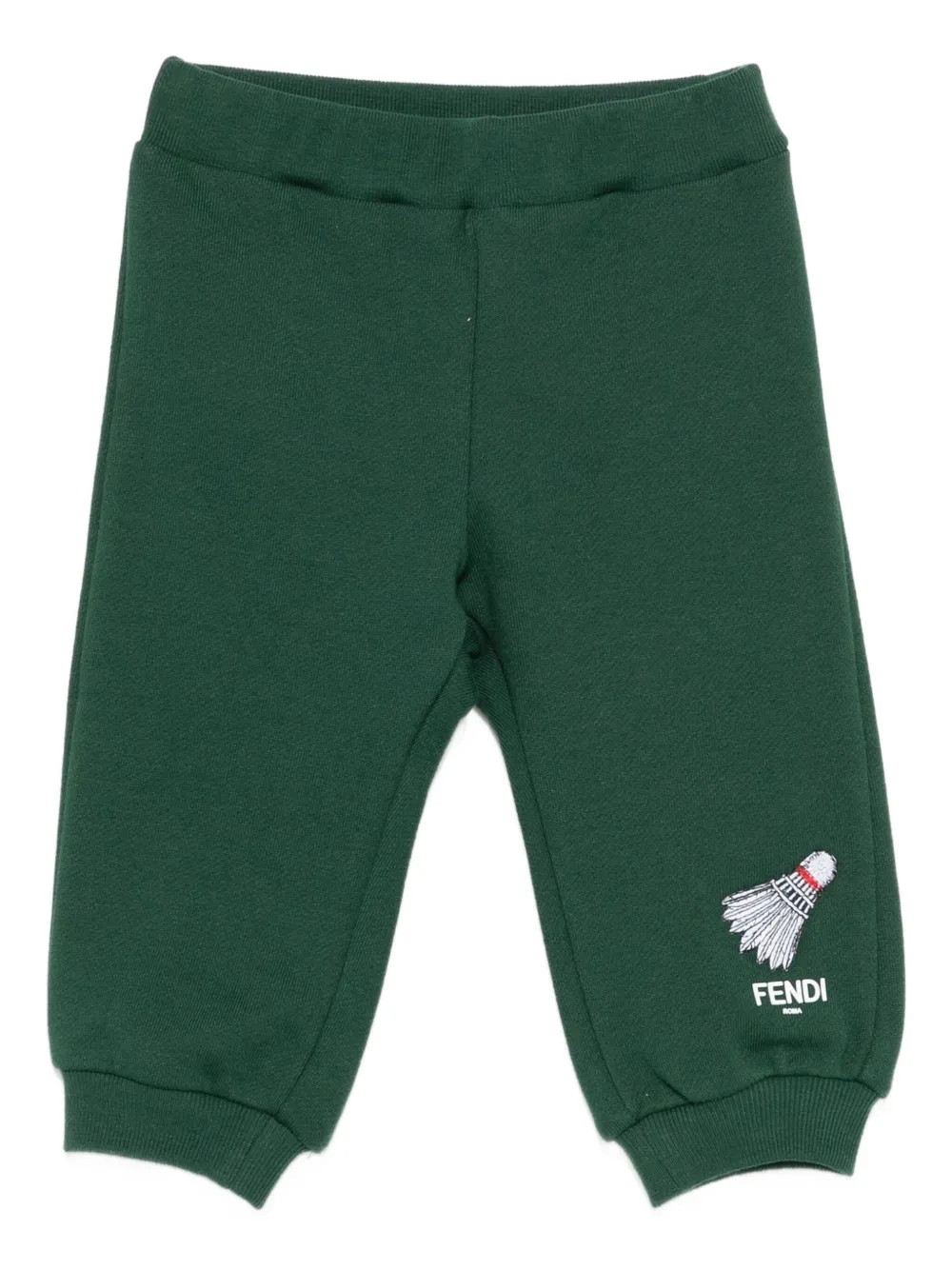 Fendi Kids shuttlecock-embroidered tracksuit bottoms Groen