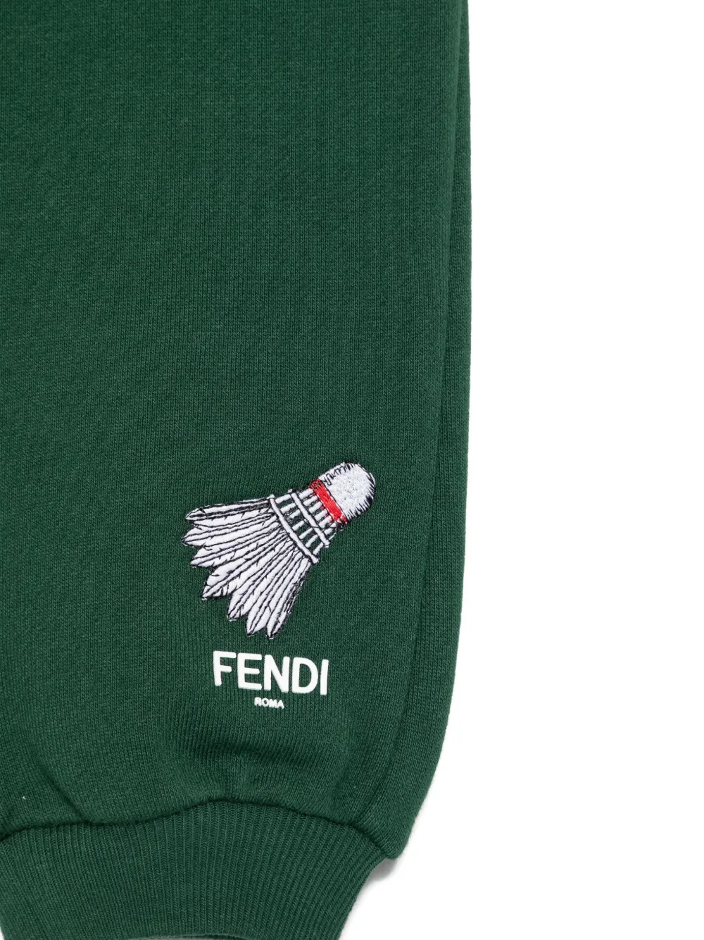 Fendi Kids shuttlecock-embroidered tracksuit bottoms Groen