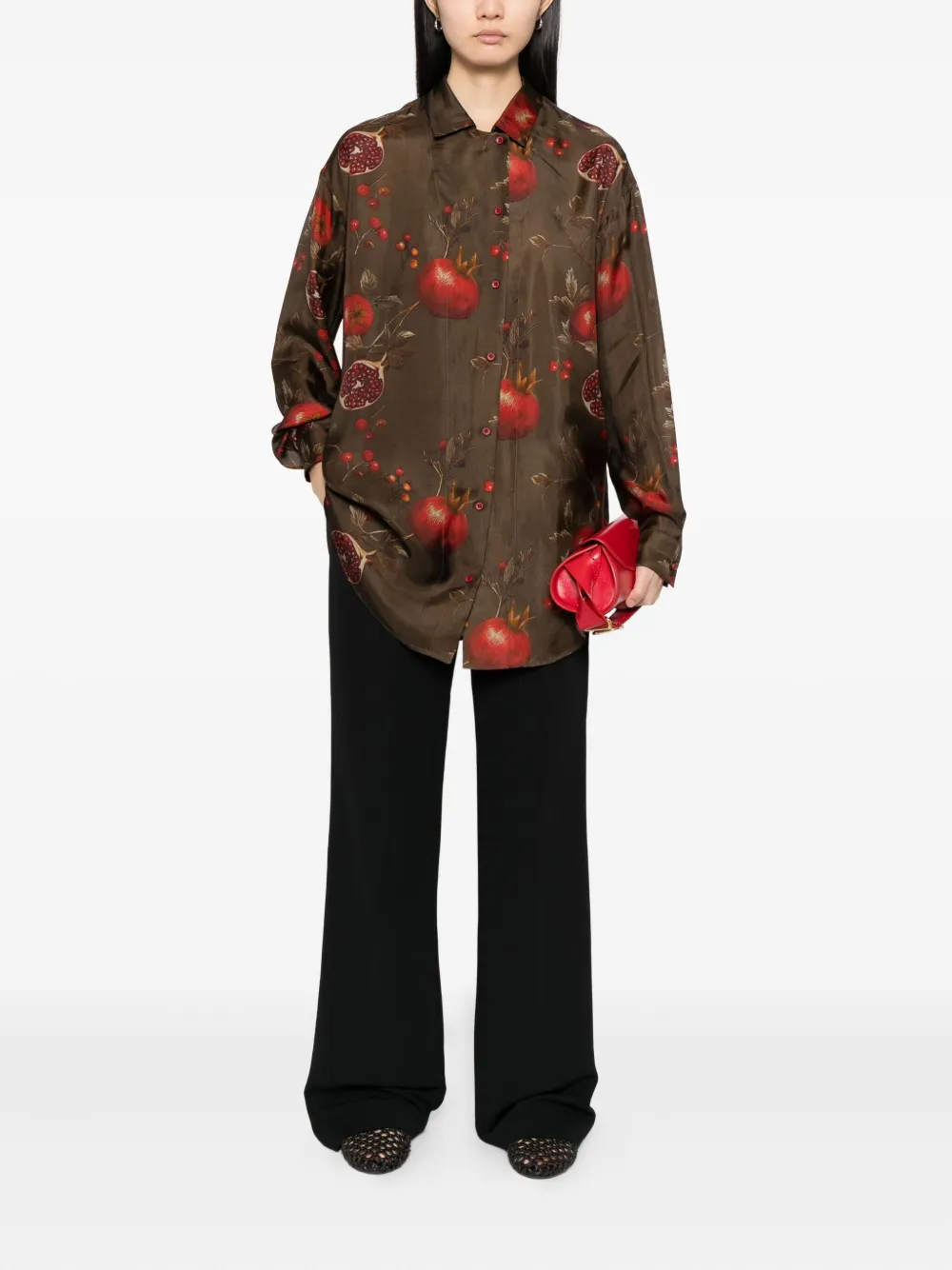 Uma Wang Blouse met grafische print - Bruin