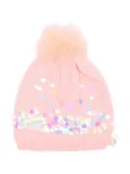 Billieblush sequin-embellished pom-pom hat - Pink