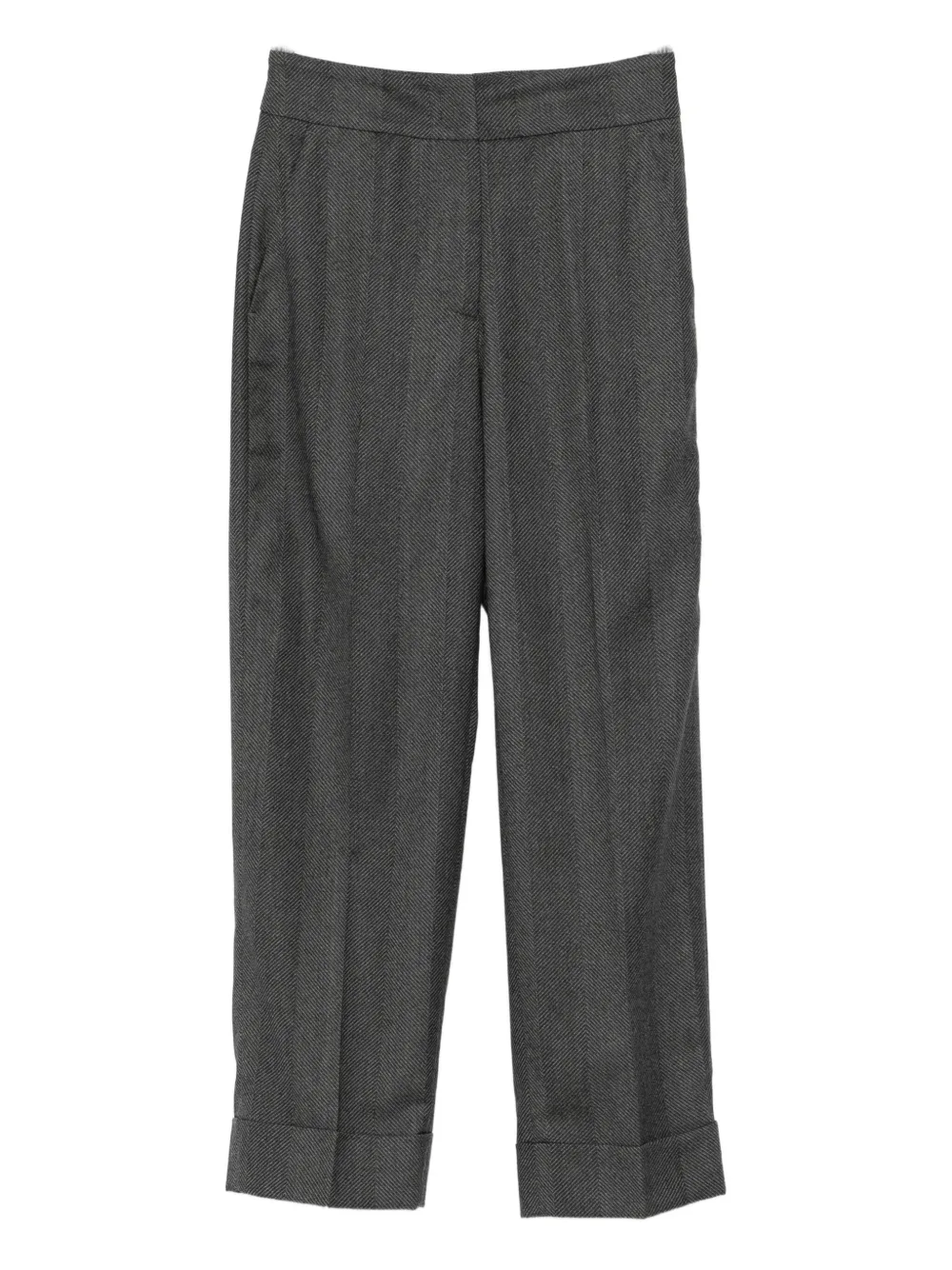 Peserico herringbone cuffed trousers Grijs