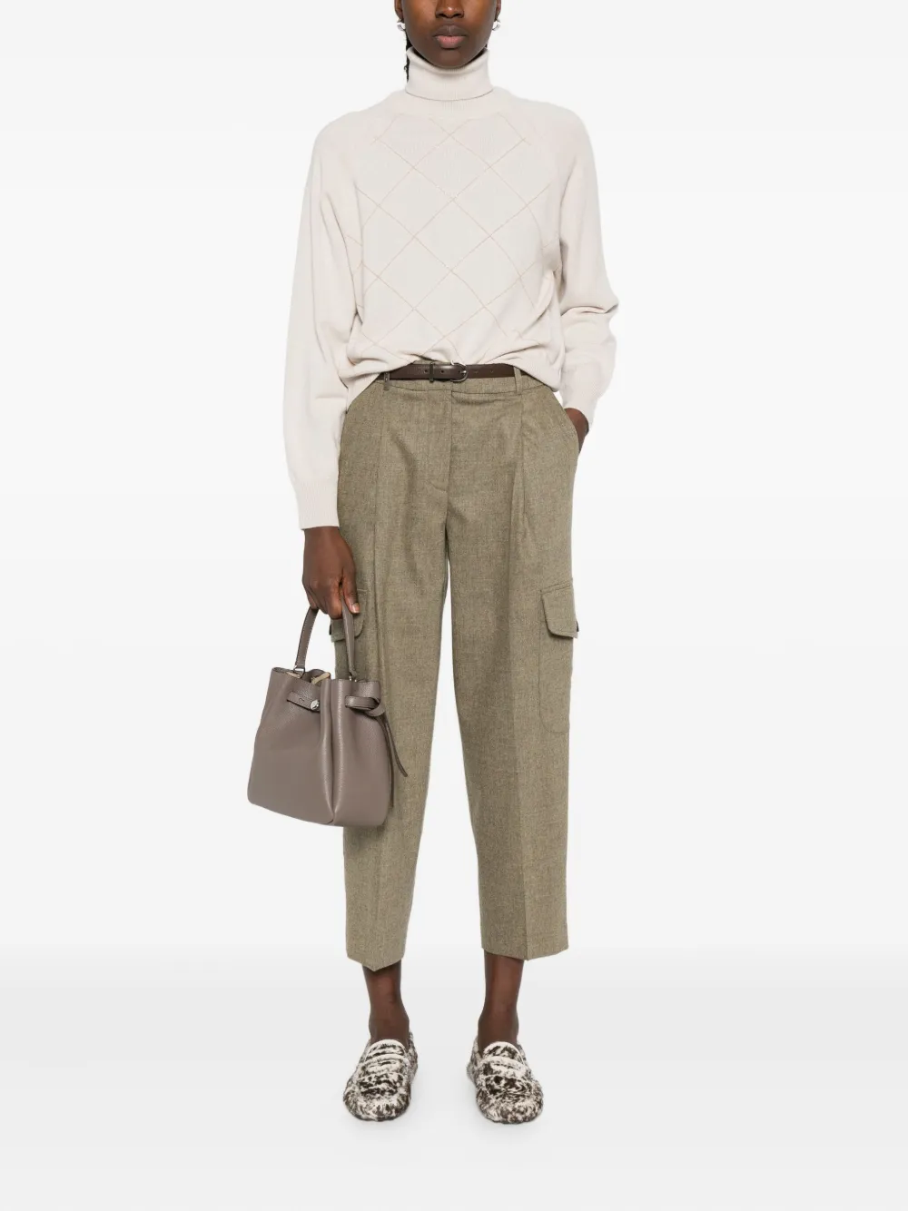 Peserico Broek met cargo zak - Beige