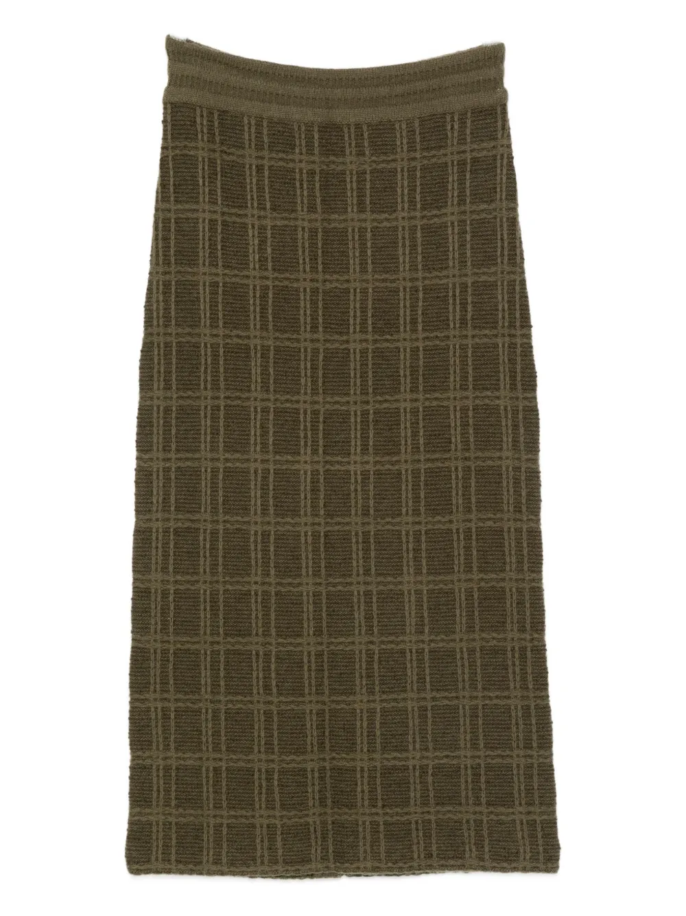 Eric Bompard Tweed Elasticated-waistband Midi Skirt In Green