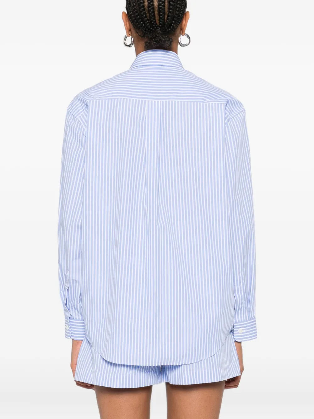 Sporty & Rich Gestreept blouse met borduurwerk Blauw