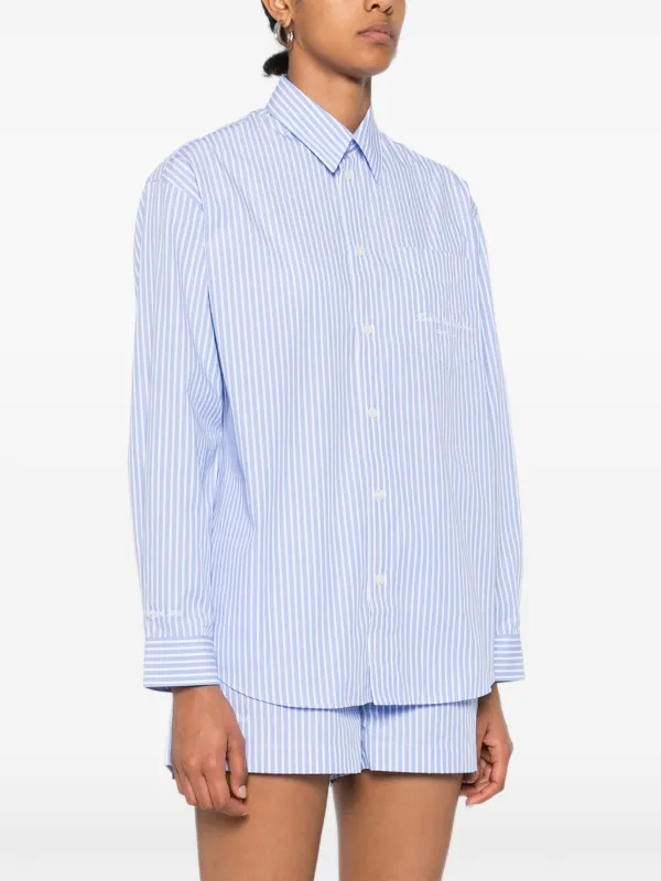 Sporty & Rich ストライプ エンブロイダリーシャツ | ブルー | FARFETCH JP