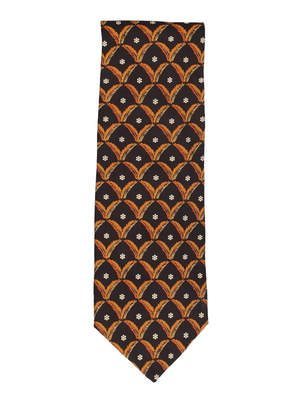 Pre-owned Saint Laurent Palm-print Silk Tie In Blue