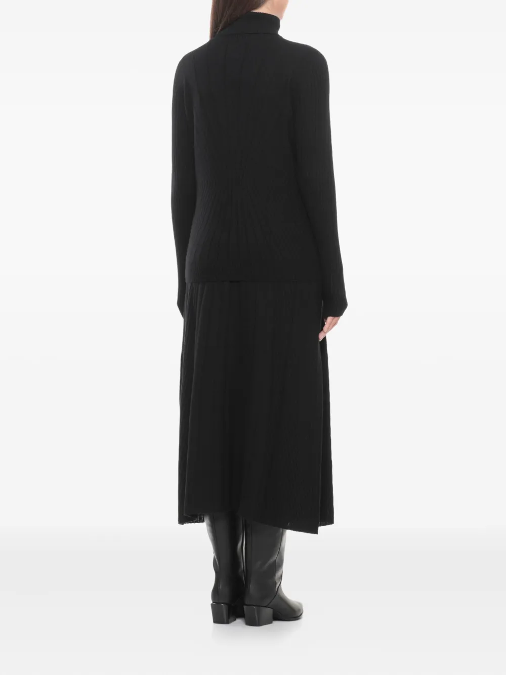 D Exterior High-neck Long-sleeves Sweater In Black