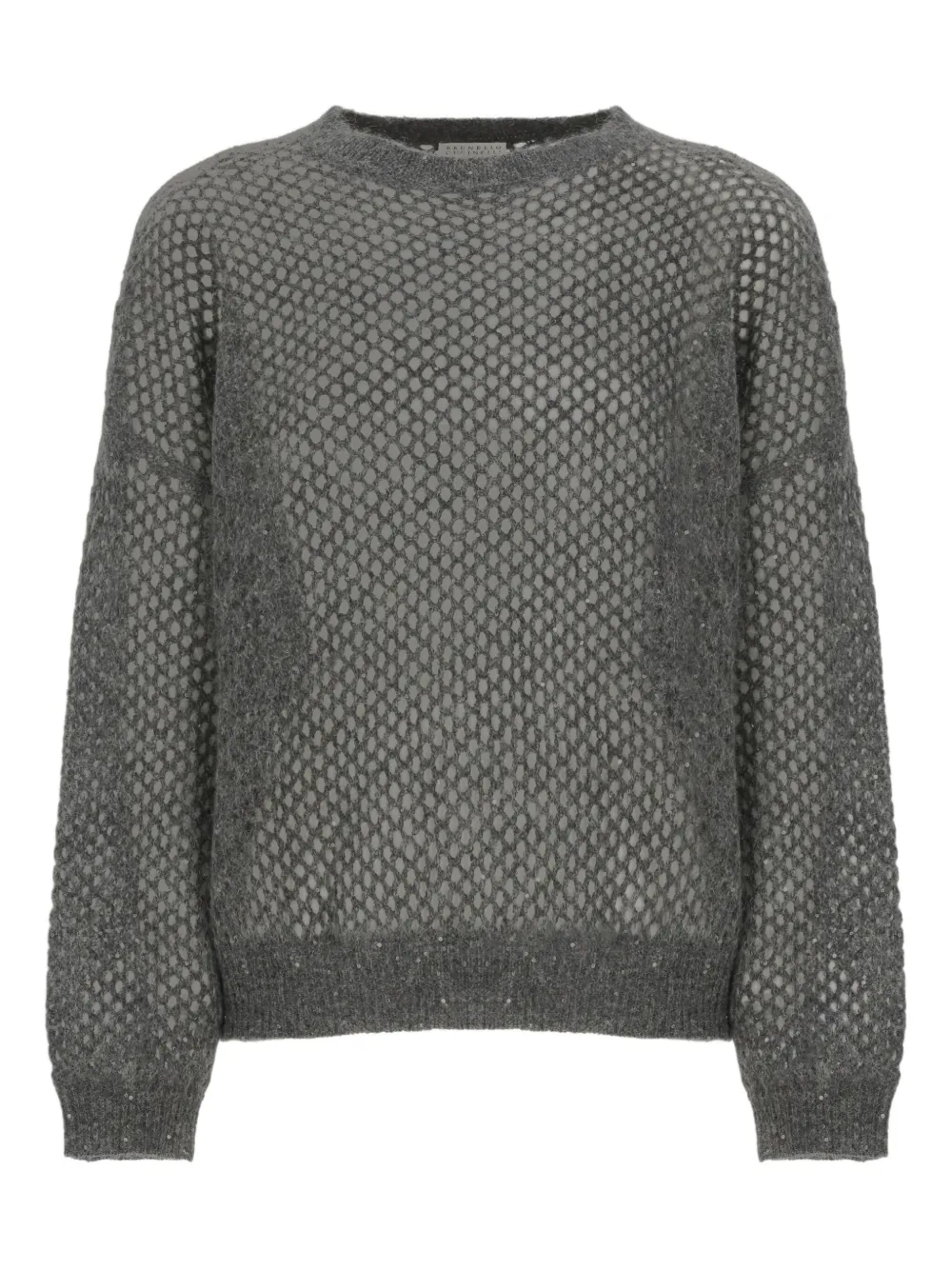 Brunello Cucinelli paillettes round-neck sweater - Grey
