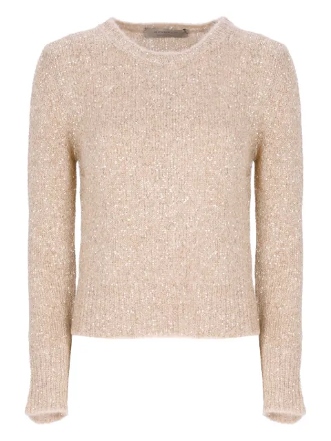 D.Exterior sequin crew-neck sweater