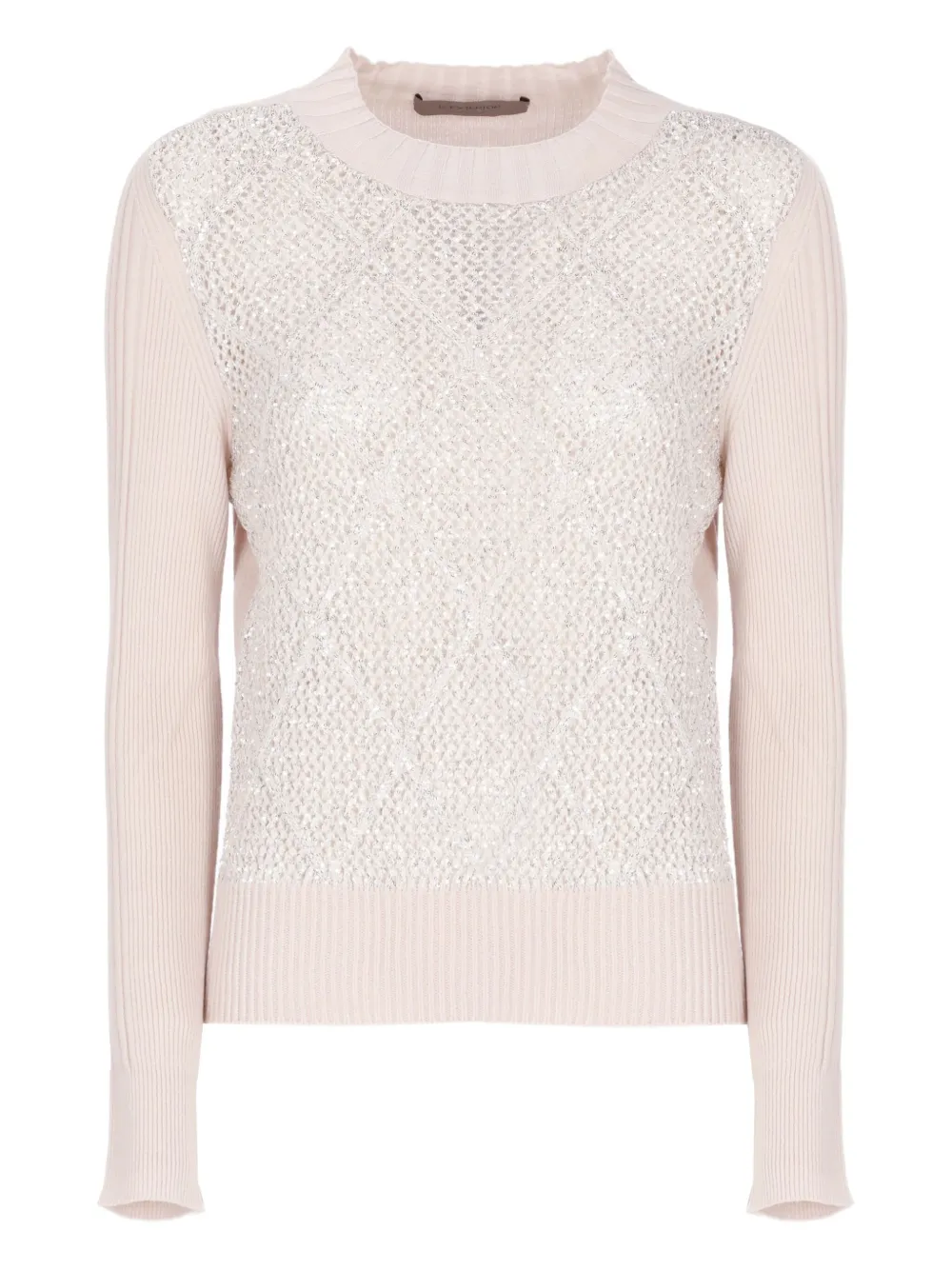 D Exterior Embellished Round-neck Sweater In Neutral