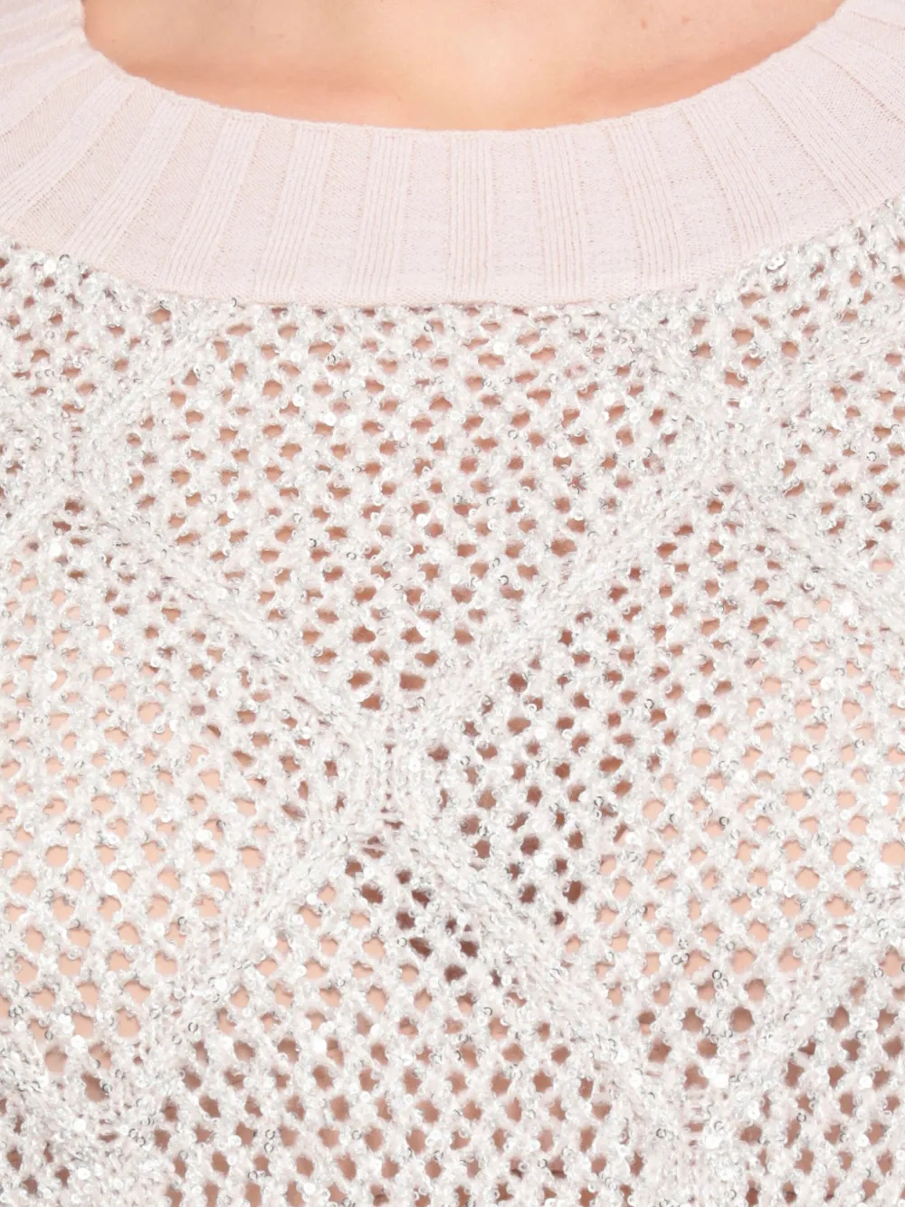 D Exterior Embellished Round-neck Sweater In Neutral