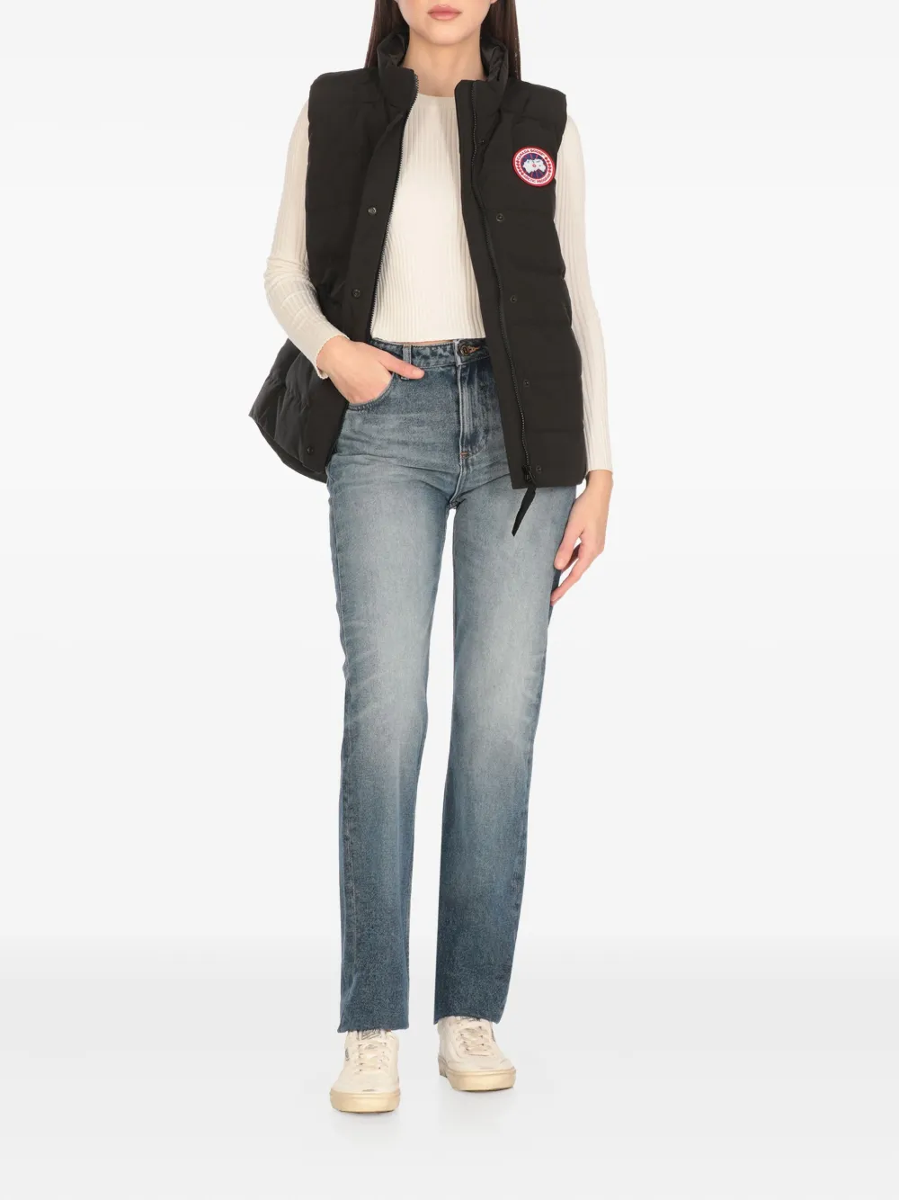 Canada Goose High Neck Sleeveless Padded Vest With Pockets In Black