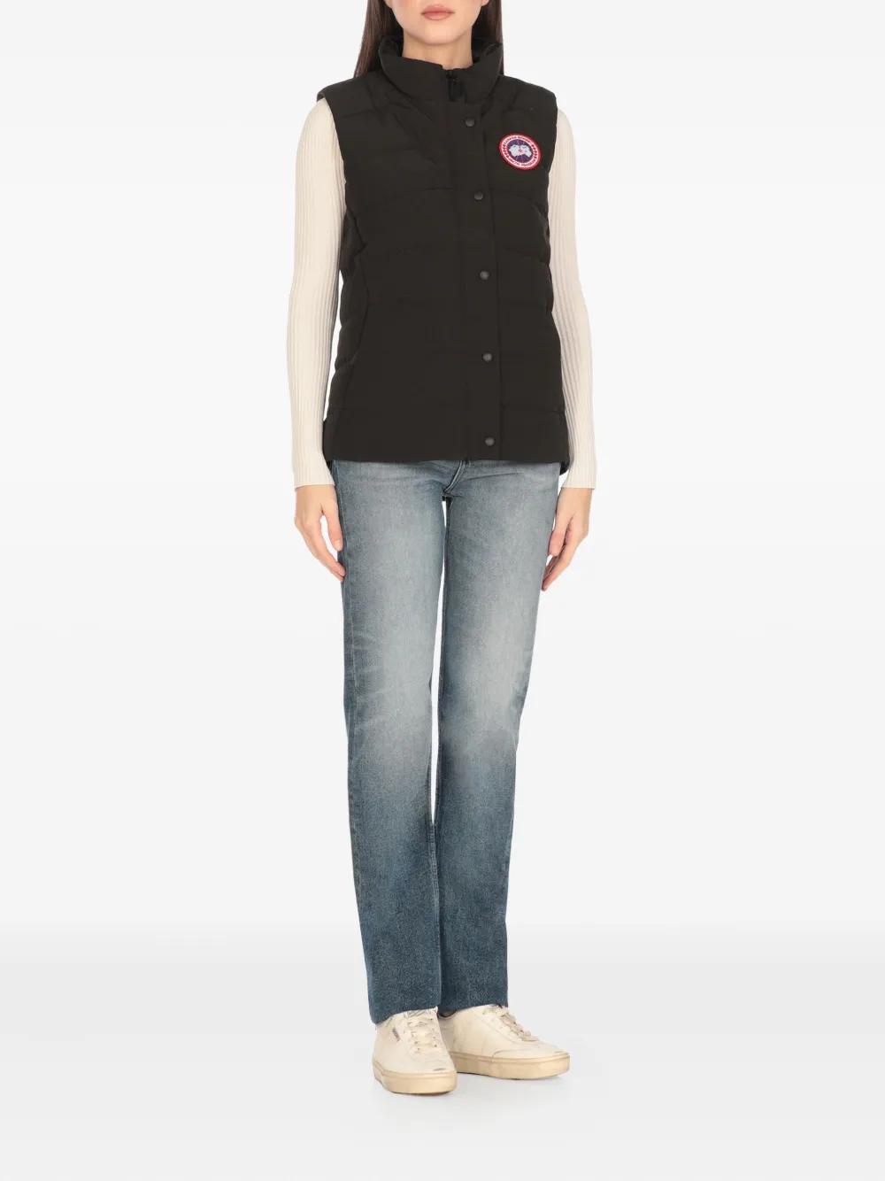 Canada Goose High Neck Sleeveless Padded Vest With Pockets In Black
