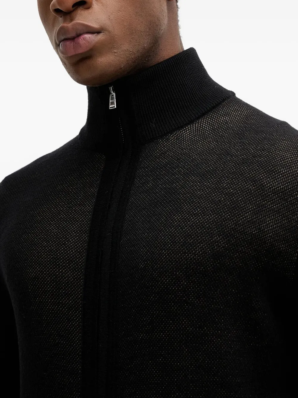 BOSS Vest met hoge hals en rits Zwart