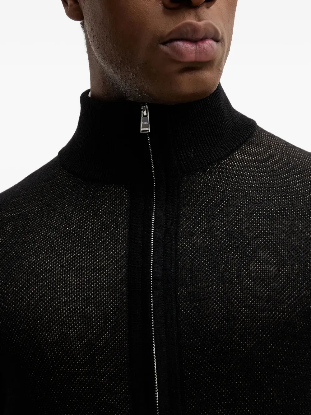 BOSS Vest met hoge hals en rits Zwart