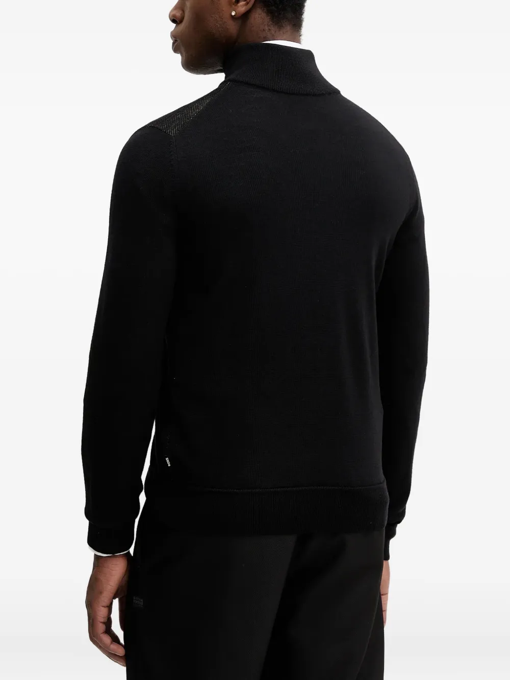 BOSS Vest met hoge hals en rits Zwart