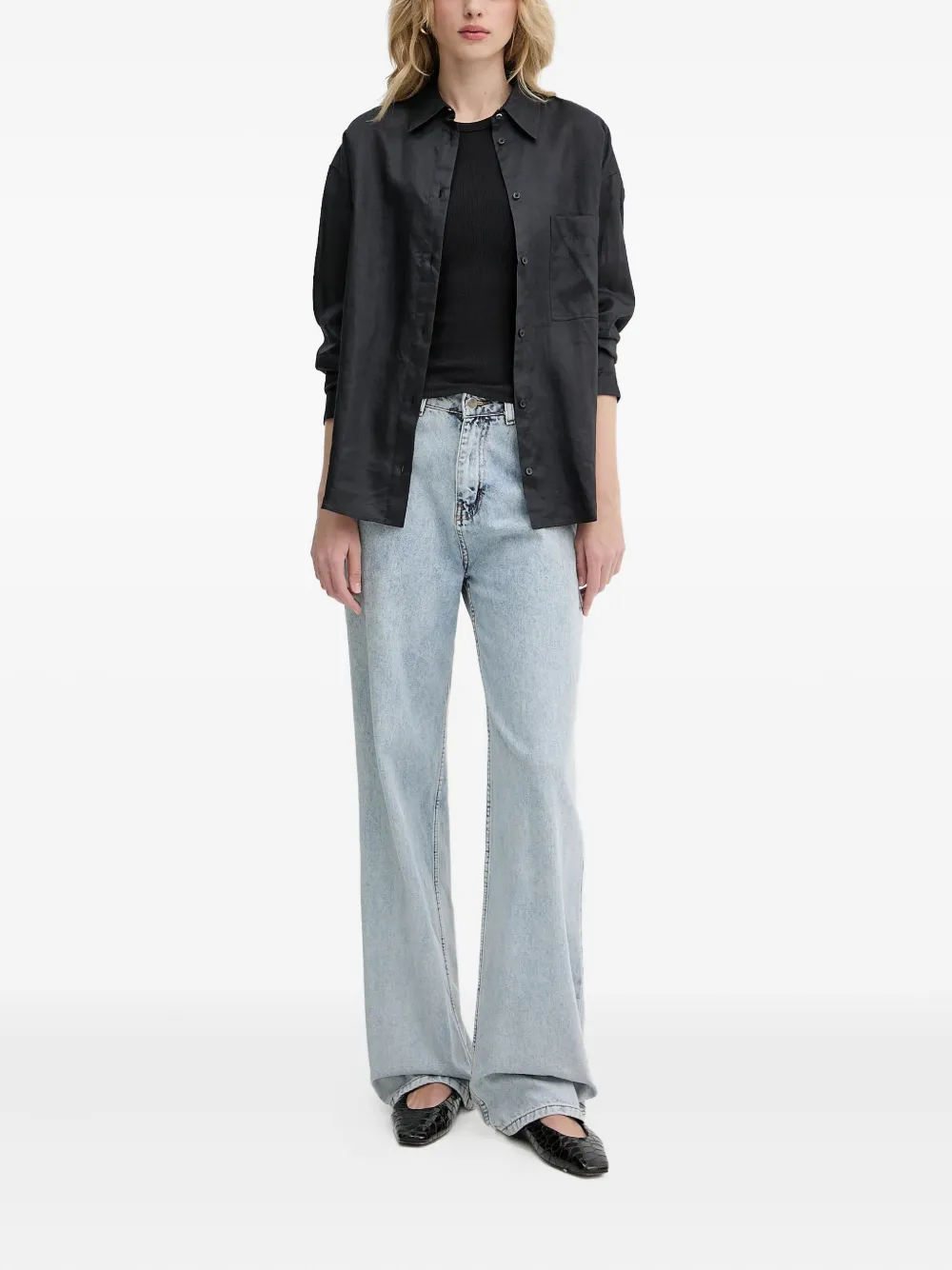 BOSS Blouse met opgestikte zak Zwart
