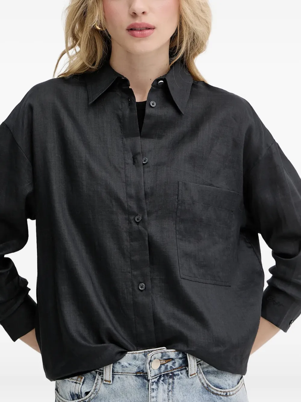 BOSS Blouse met opgestikte zak Zwart