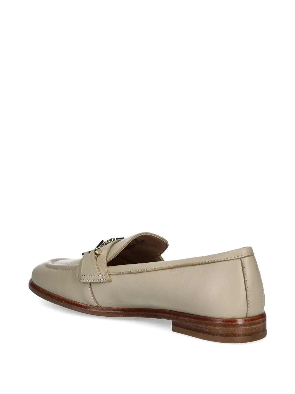 BOSS Leren loafers met gesp Beige