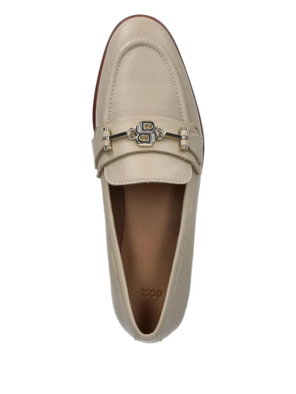 BOSS Leren loafers met gesp Beige
