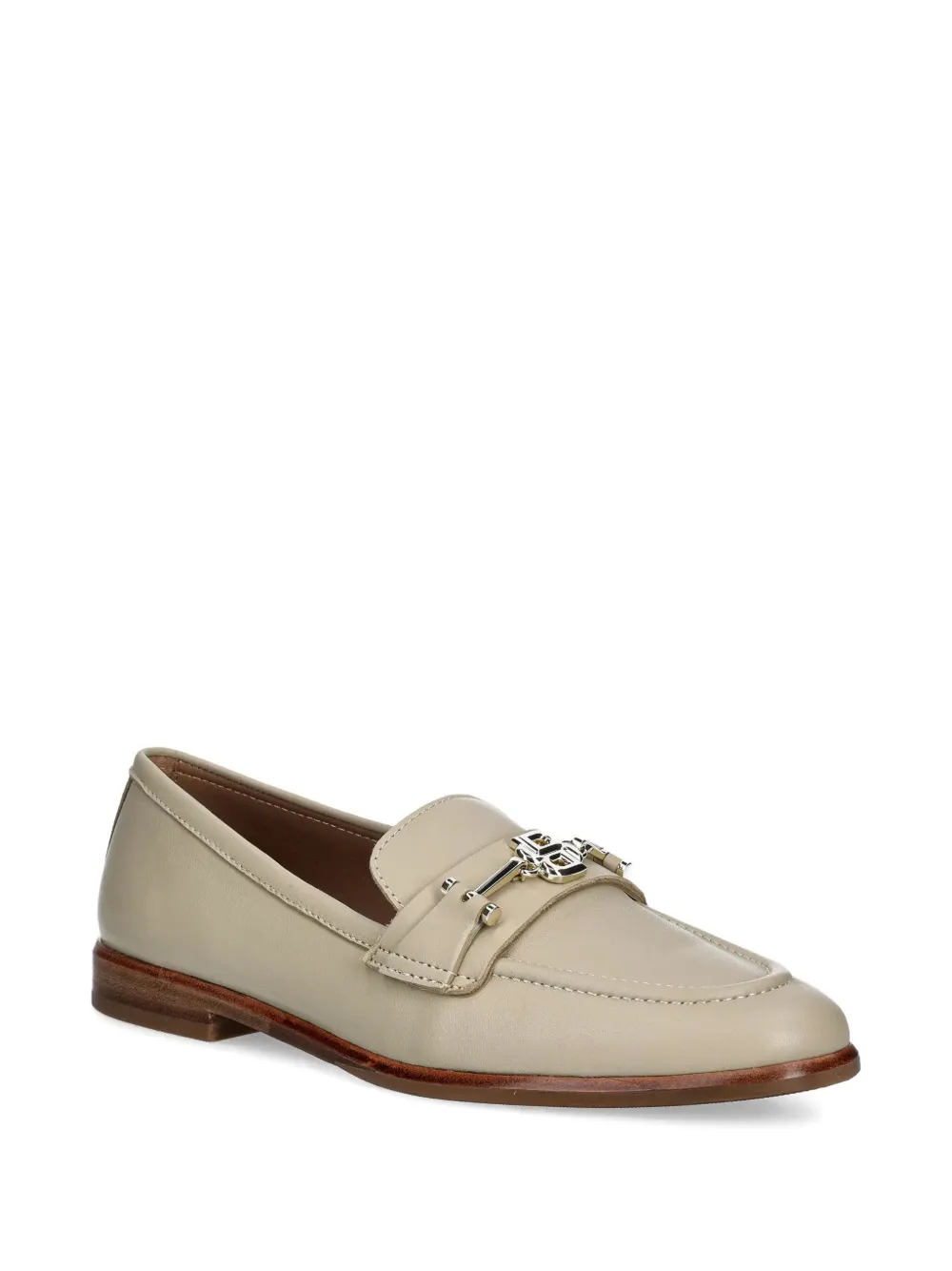 BOSS Leren loafers met gesp - Beige