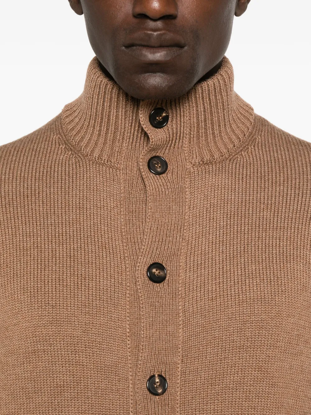 Zanone Vest met hoge hals en knoopsluiting Bruin