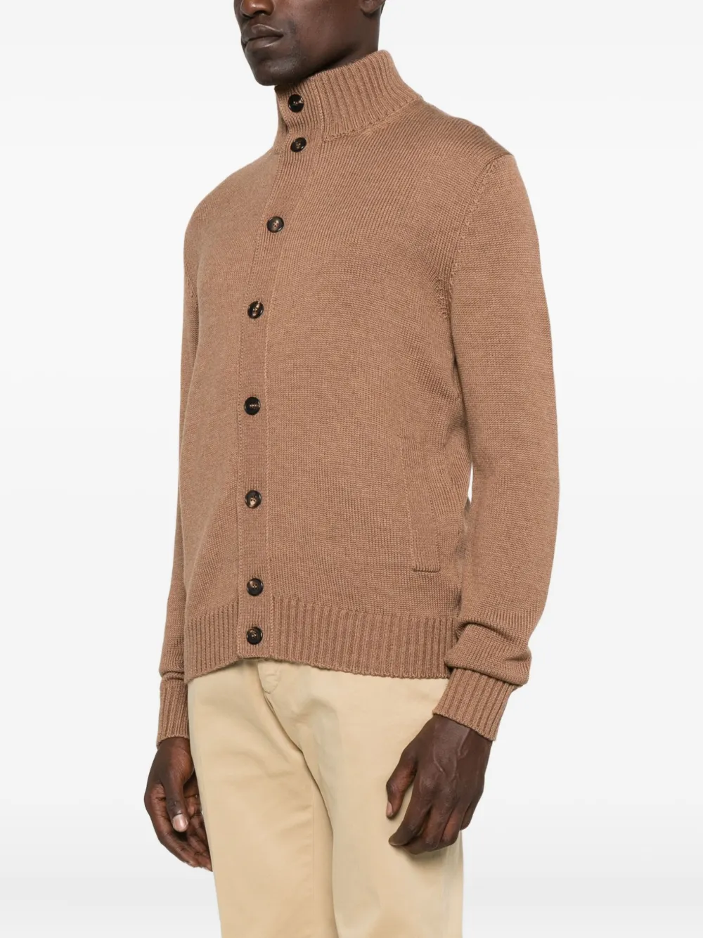 Zanone Vest met hoge hals en knoopsluiting Bruin