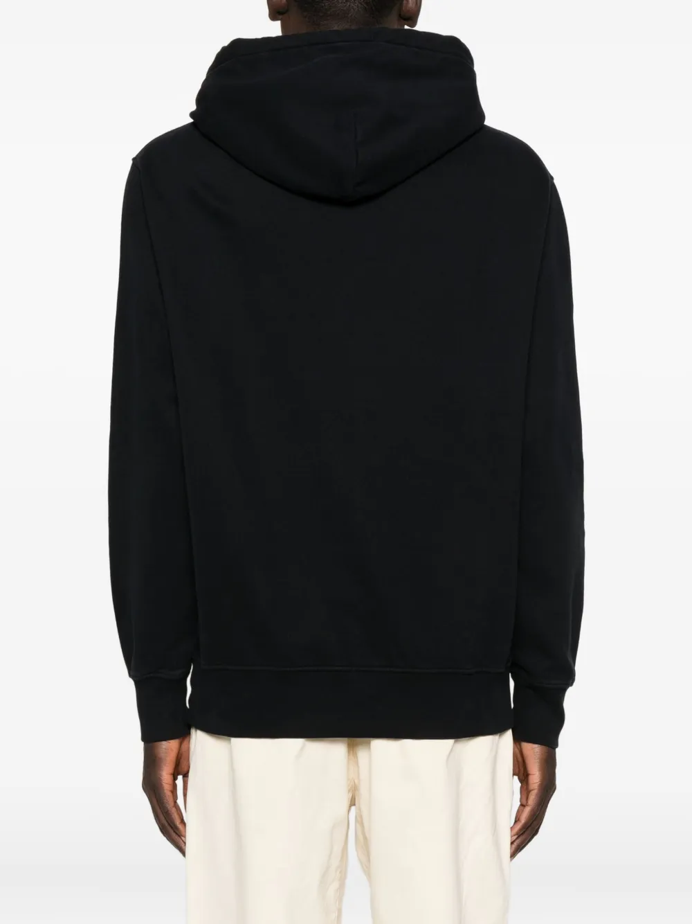 C.p. Company Embroidered-logo Cotton Hoodie In Black