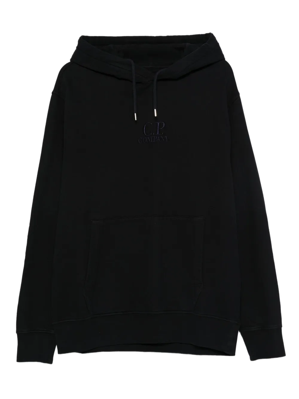 C.p. Company Embroidered-logo Cotton Hoodie In Black