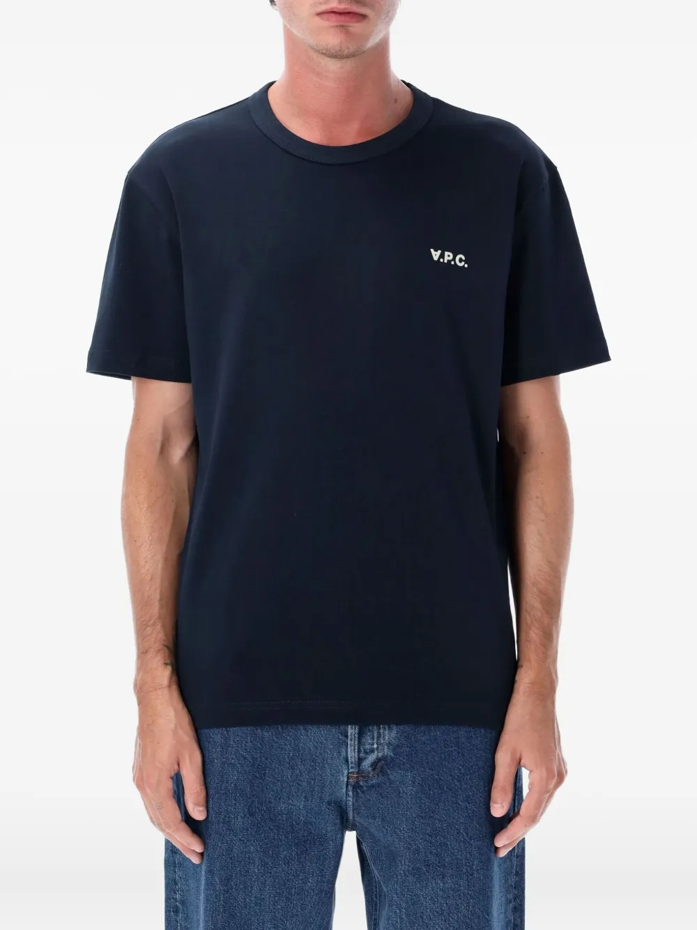 A.P.C. logo-print T-shirt Blauw
