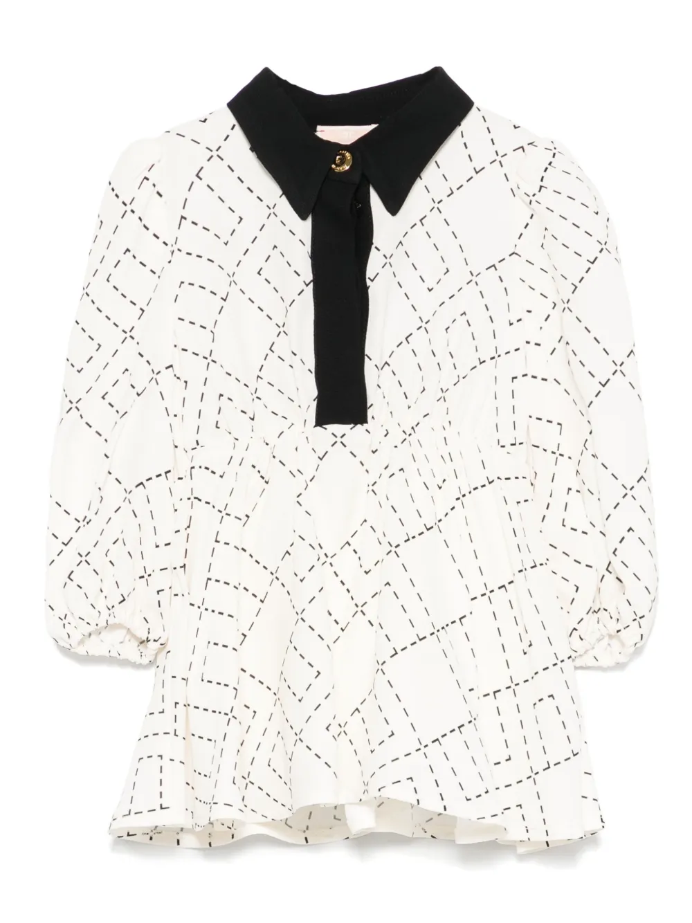 Elisabetta Franchi La Mia Bambina Top met geometrische print en pofmouwen Wit