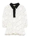 Elisabetta Franchi La Mia Bambina geometric-print puff-sleeve dress - White