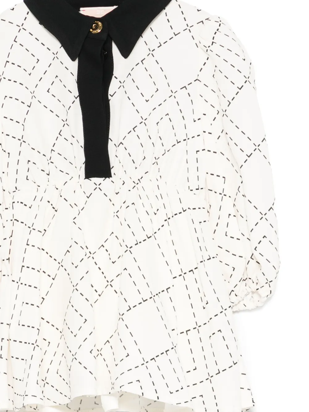 Elisabetta Franchi La Mia Bambina Top met geometrische print en pofmouwen Wit