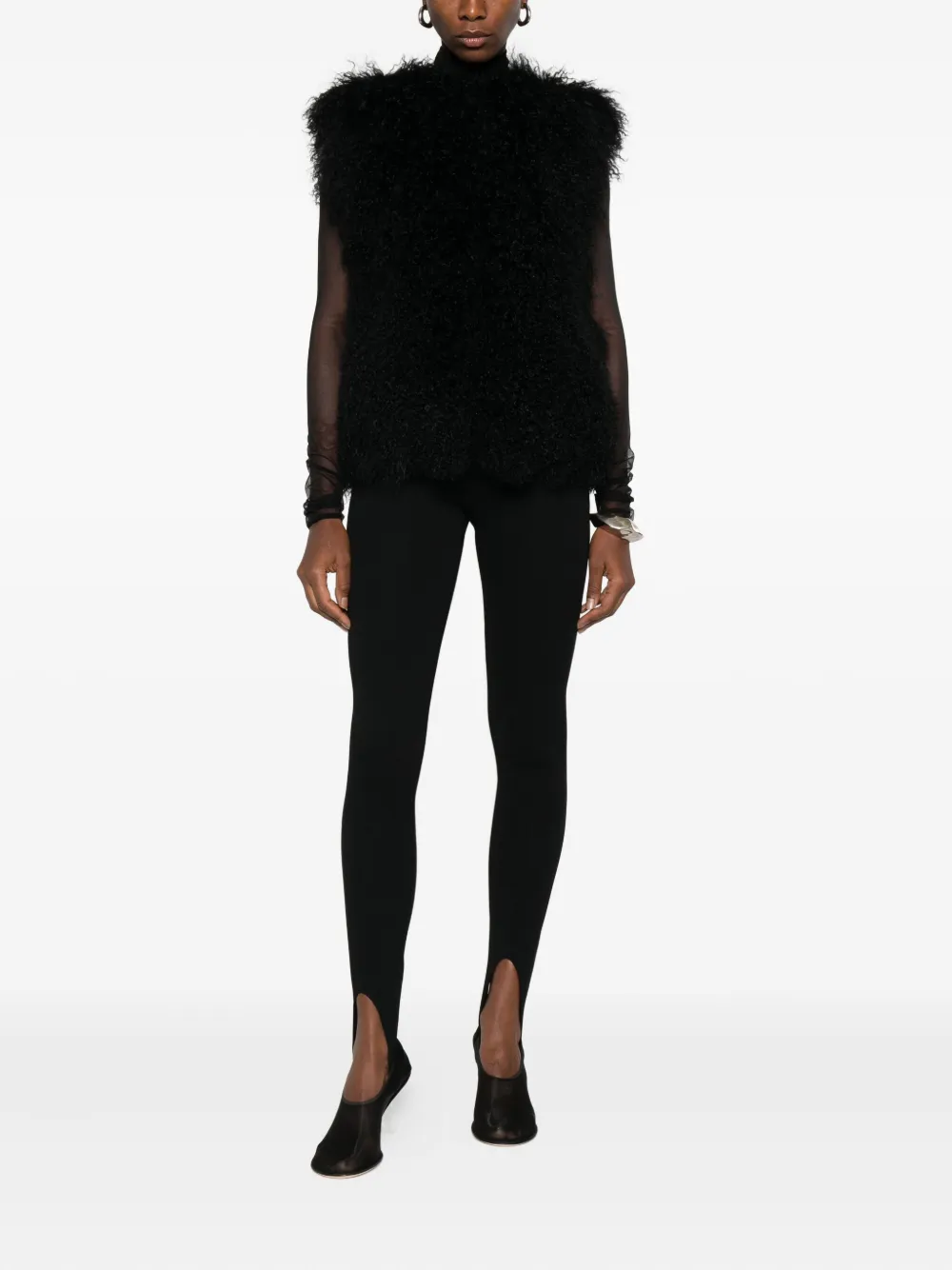 Yves Salomon Sleeveless Curly-fur Vest In Black