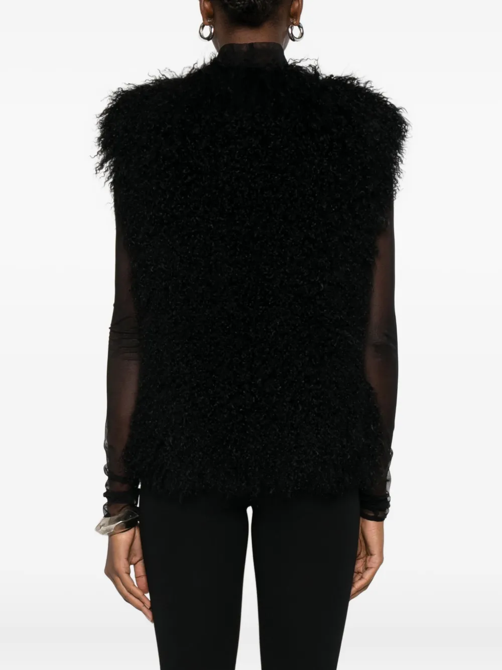 Yves Salomon Sleeveless Curly-fur Vest In Black