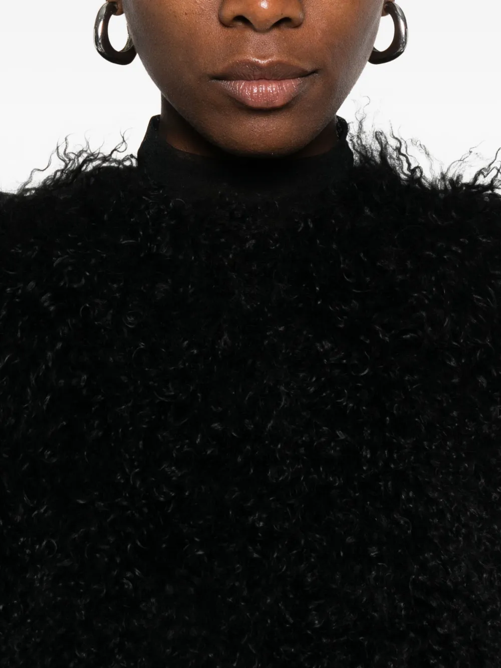 Yves Salomon Sleeveless Curly-fur Vest In Black