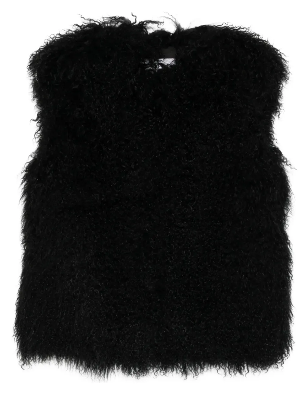 Yves Salomon Sleeveless Curly-fur Vest In Black