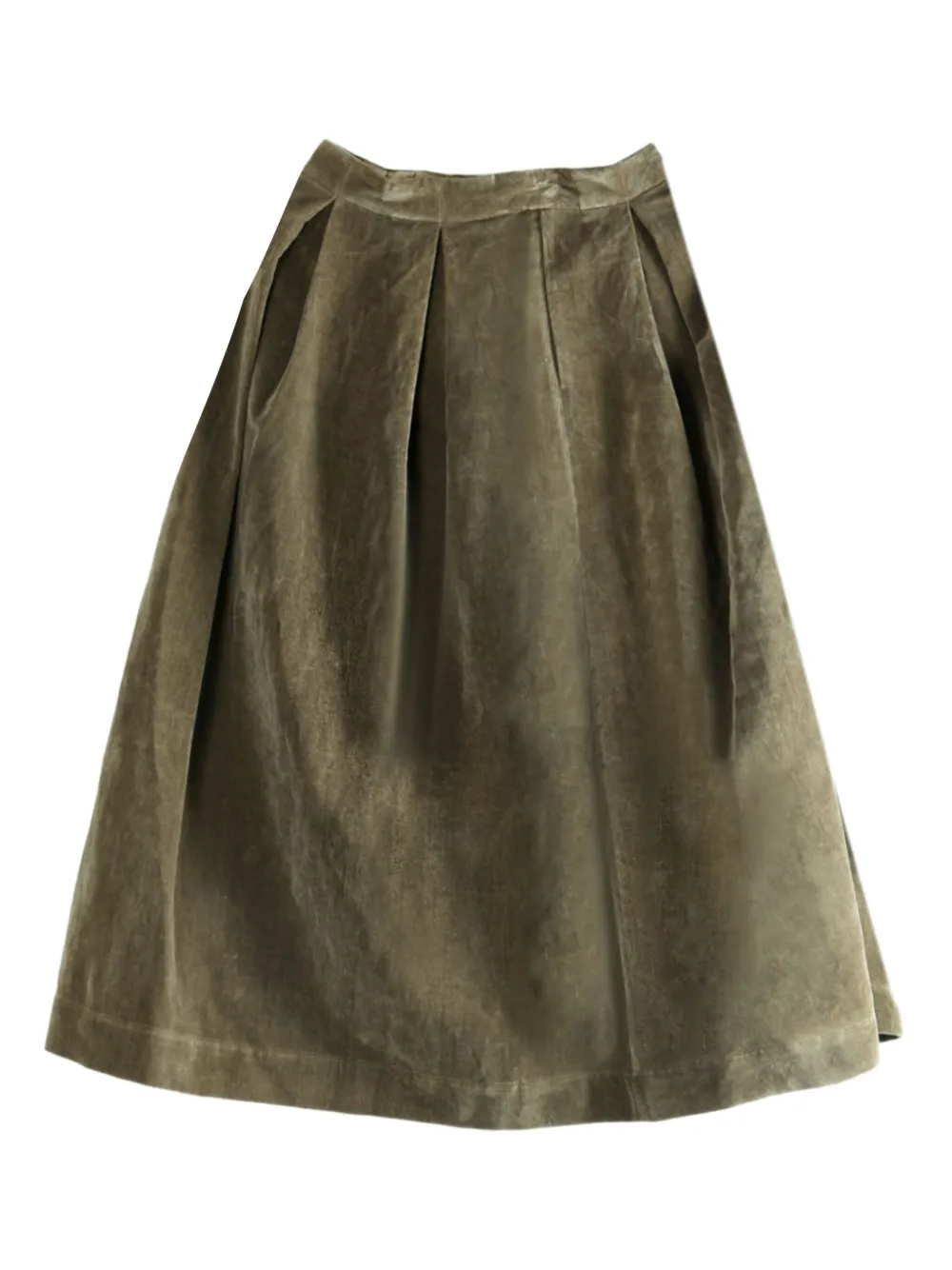 Uma Wang pleated corduroy midi A-line skirt Groen