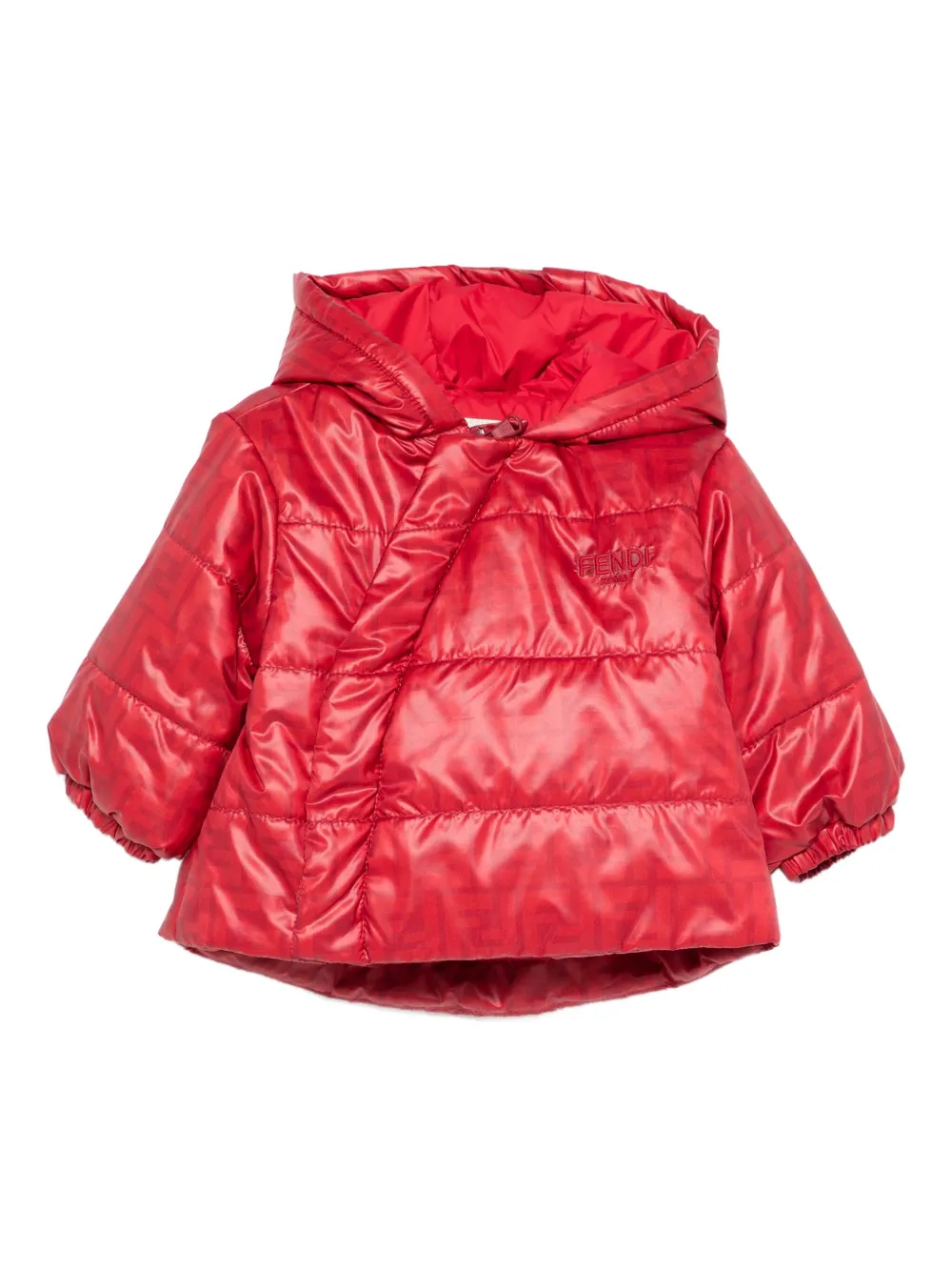 Fendi Kids logo-print hooded padded jacket - レッド Fendi Kids logo-print hooded padded jacket - レッド