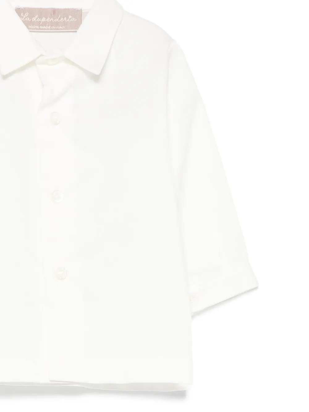 La Stupenderia Geruite shorts en shirt met knopen aan de voorkant Wit