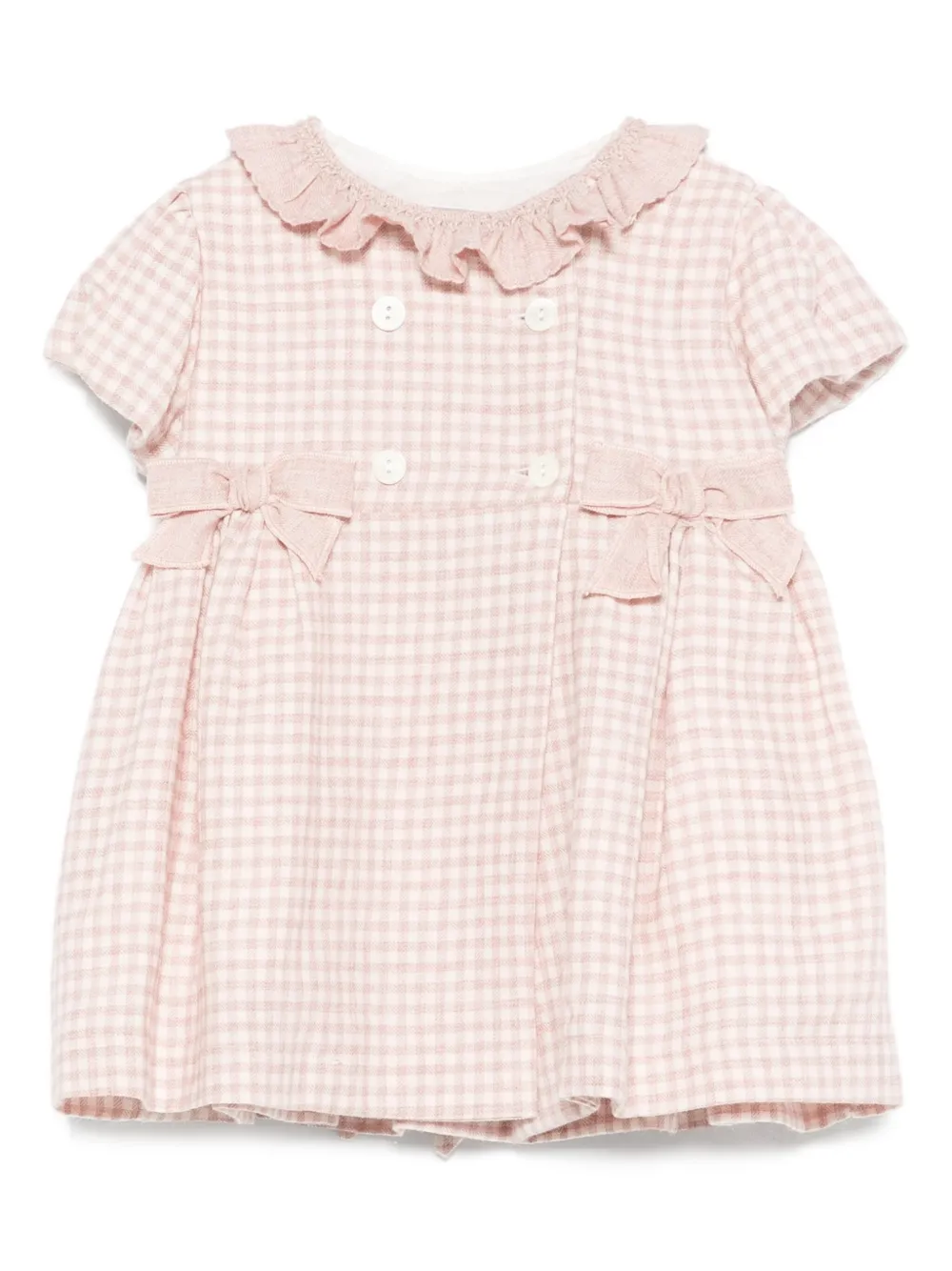 La Stupenderia gingham ruffled collar dress Roze