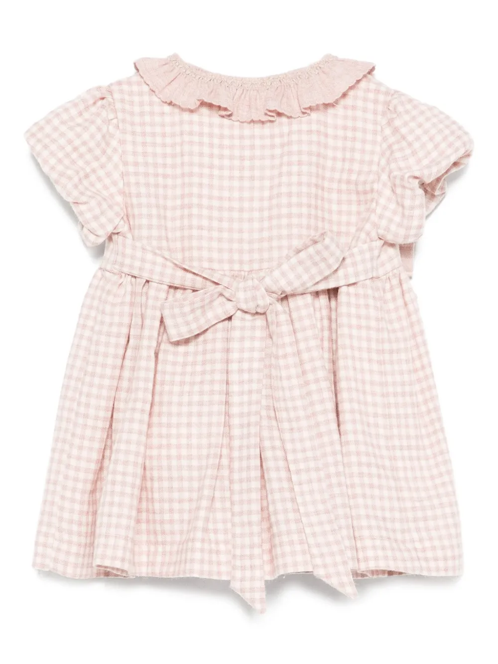 La Stupenderia gingham ruffled collar dress - Roze
