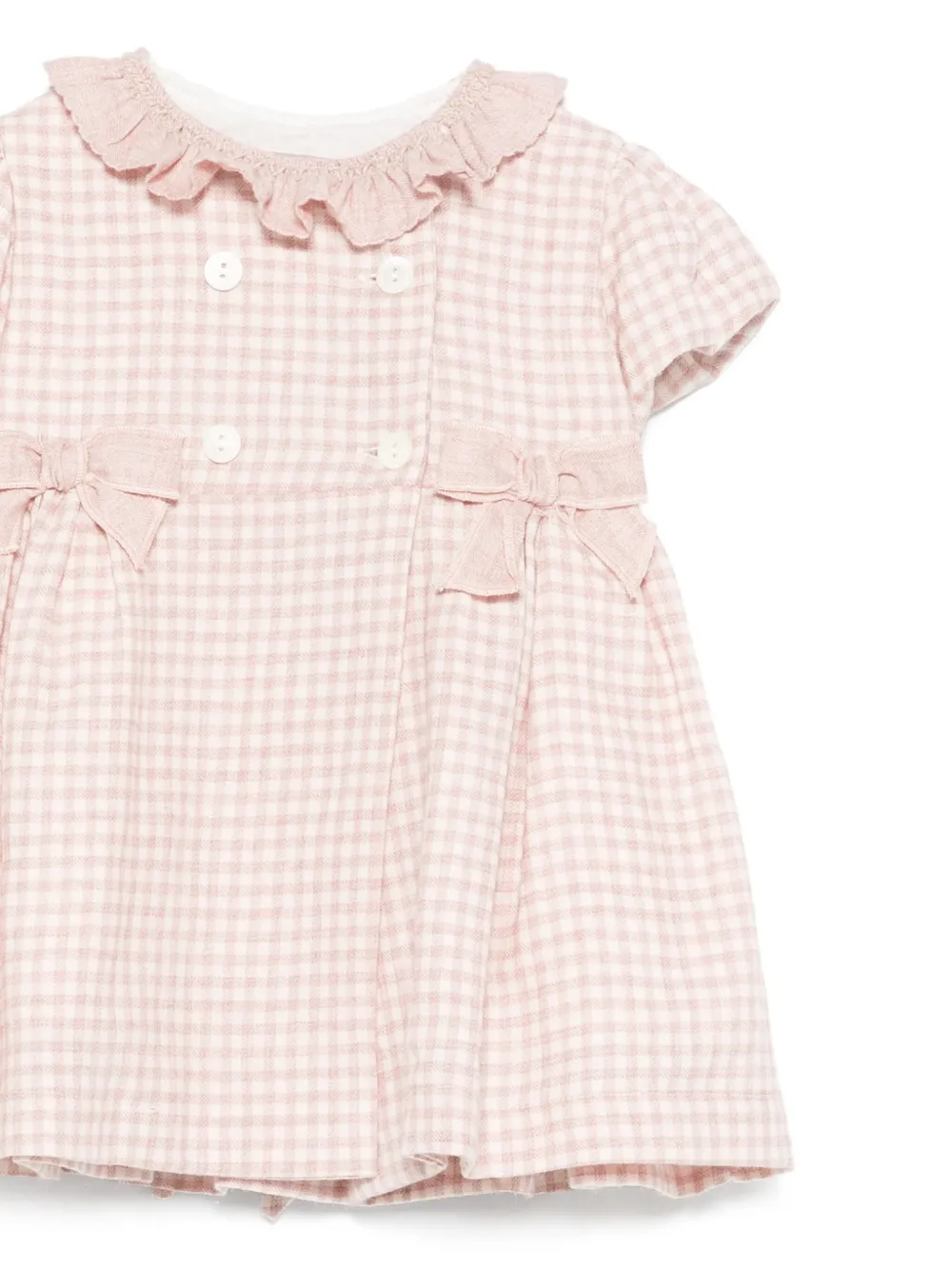 La Stupenderia gingham ruffled collar dress Roze