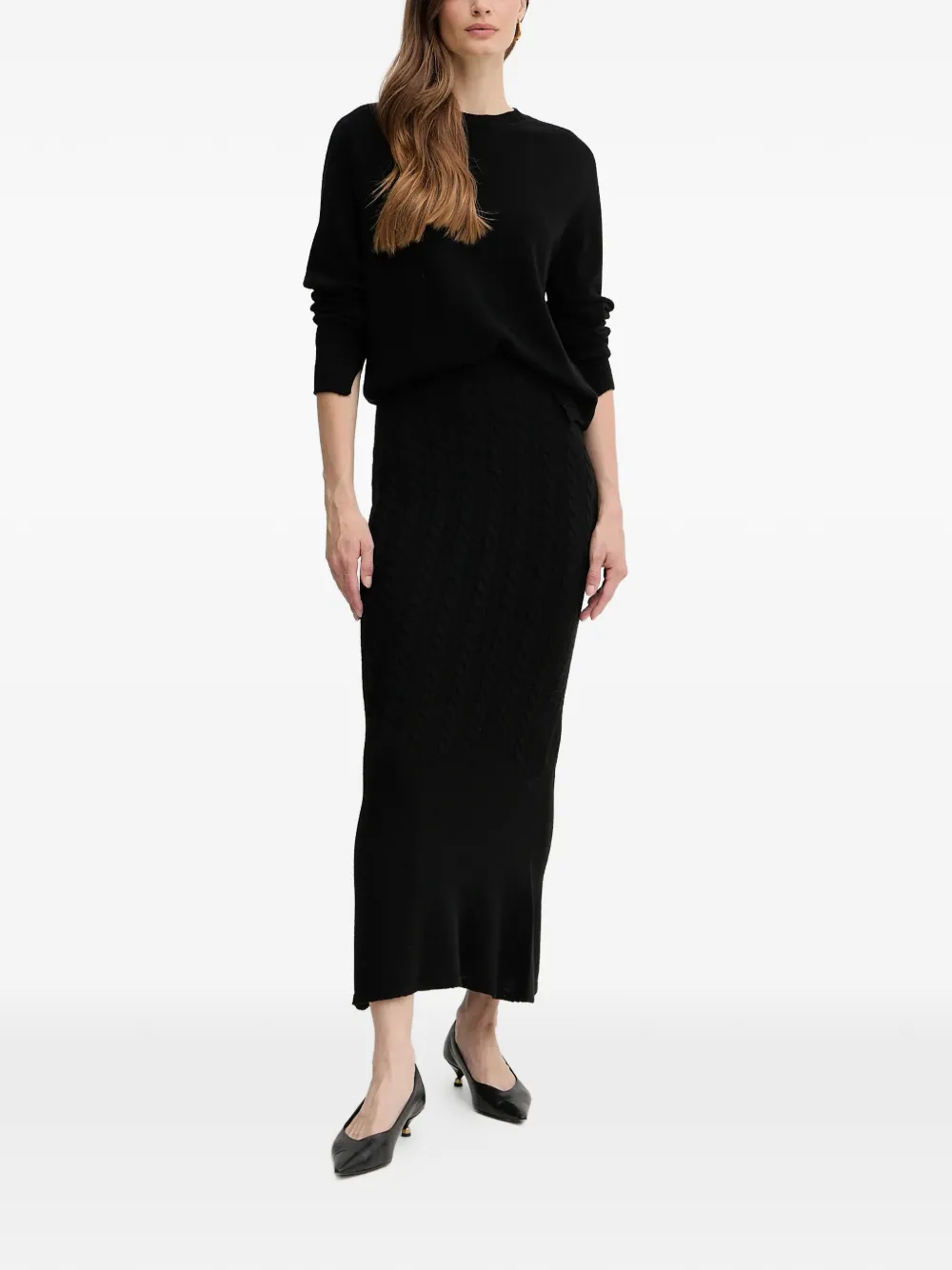 TWINSET Kabelgebreide midi-rok - Zwart