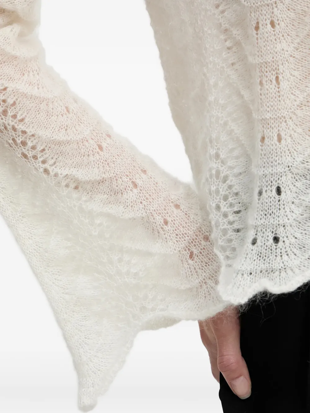 TWINSET Opengewerkte trui met gewelfde afwerking Beige