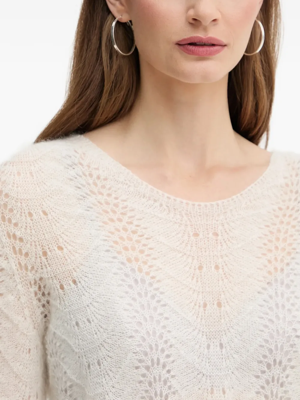 TWINSET Opengewerkte trui met gewelfde afwerking Beige
