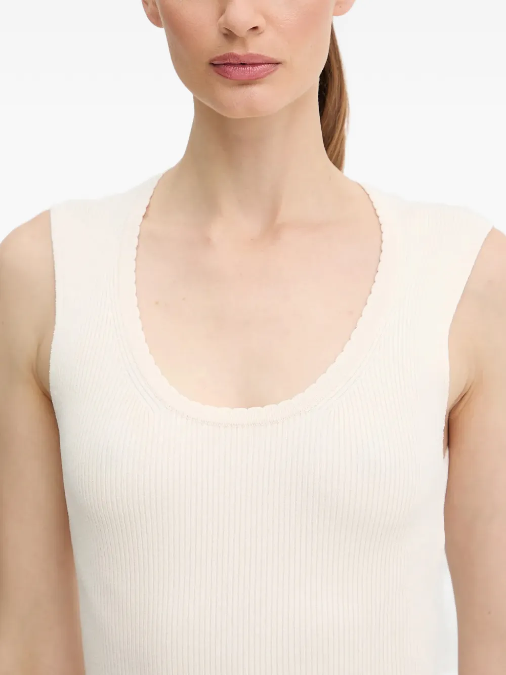 TWINSET Ribgebreide tanktop Beige