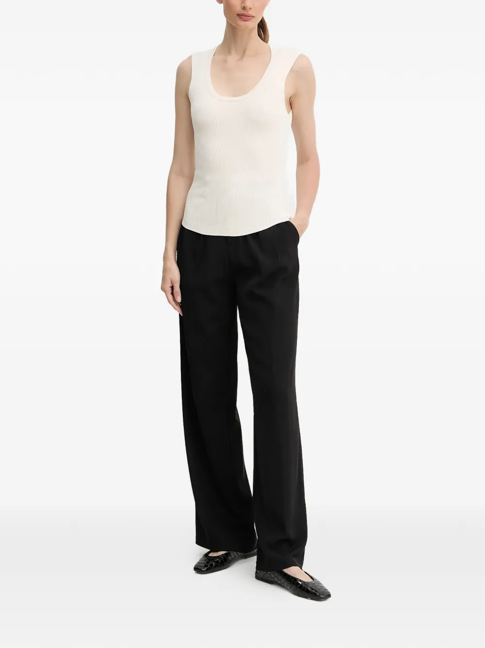 TWINSET Ribgebreide tanktop Beige